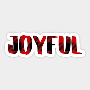 Christmas Joyful Black and Red Flannel Sticker